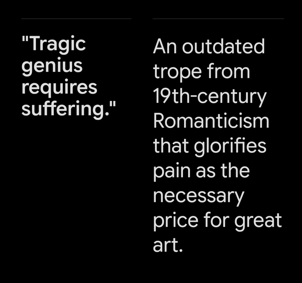 Tragic genius requires suffering